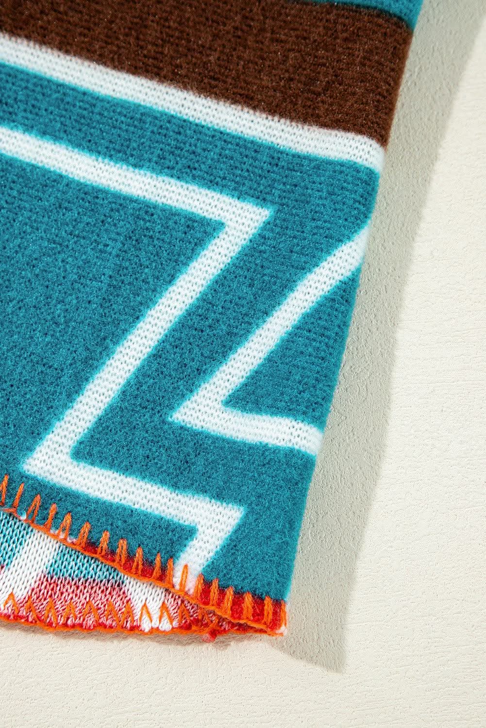 Sky blue aztec bell sleeve jacket - Love Salve